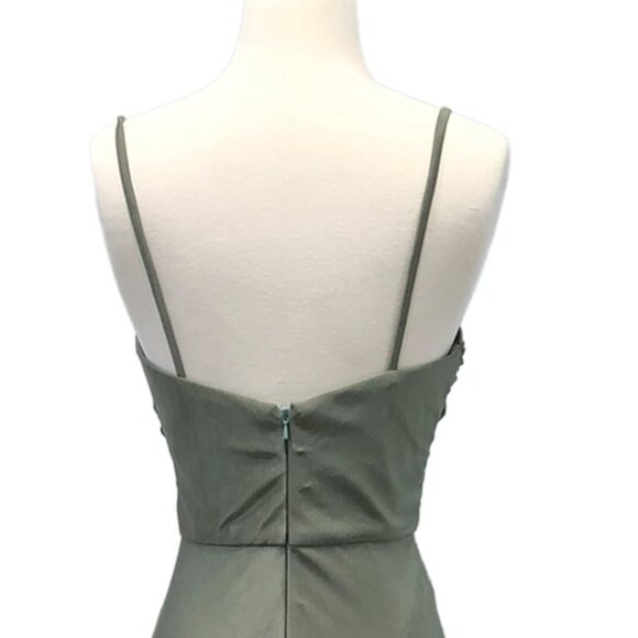 New Long Sheath Sleeveless Ruched Bridesmaid Dress w/ Leg Slit & V-Neck DQ 4288 - Picture 5 of 9